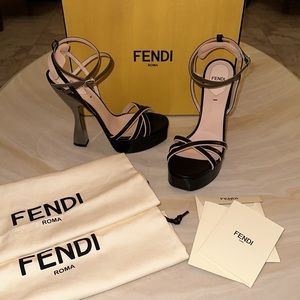 FINAL PRICE-CLOSING CLOSET! Authentic Fendi Colibri Platform Sandals-Black